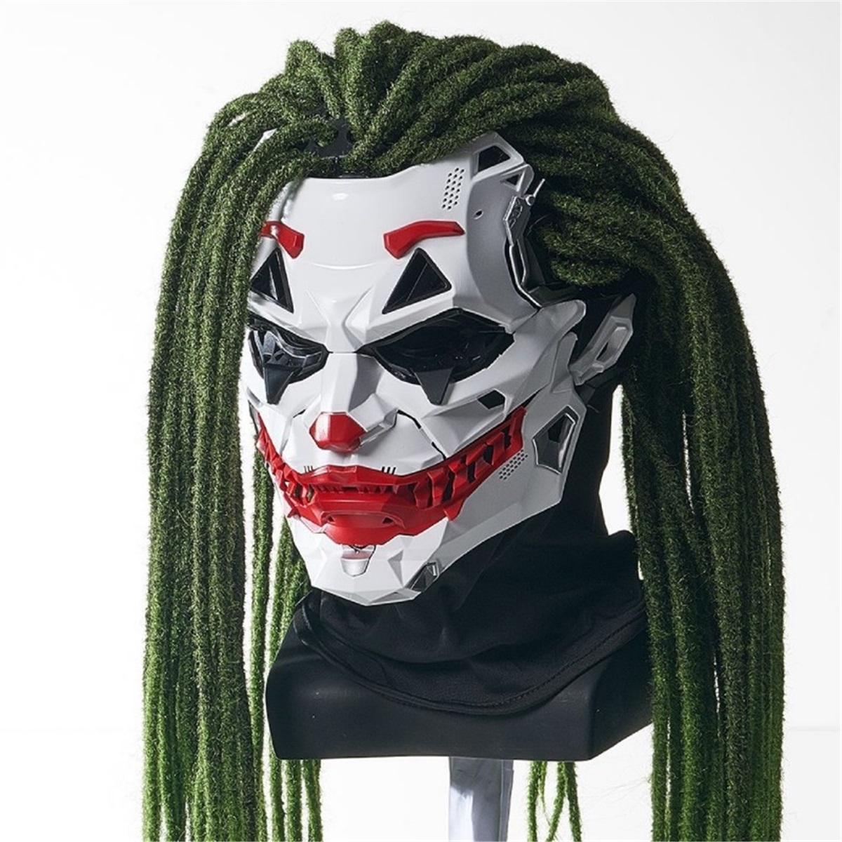 

Halloween Horror Skull Cyberpunk Clown Mask Dreadlocks Products Anime Shooting Props