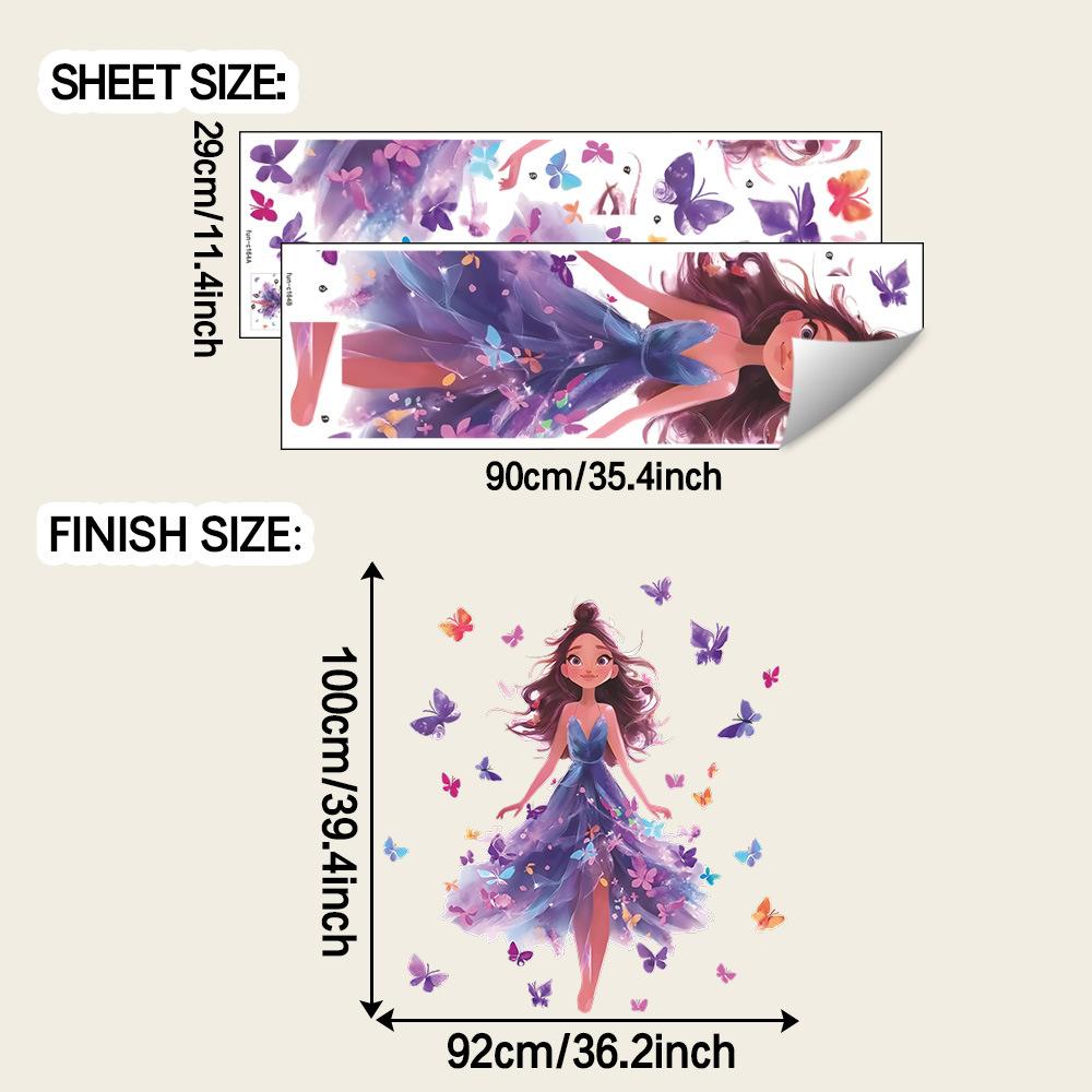 

Cartoon Dreamy Butterfly Girl Bedroom Home Background Wall Decoration Wall Sticker
