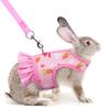 1 Set Pet Harness Leash Stylish Cute Cartoon Pattern Guinea Pig Rabbit Vest Harness Set for Outdoor Walking