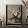 Pôster de Arte de Parede Estilo Country Francês com Estampa Floral Vintage Flor de Primavera Decoração de Casa Pintura a Óleo de Rosa Branca Vintage Floral Melancólico
