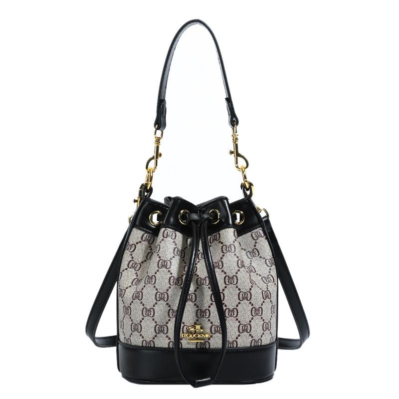 Bucket bag women's new women's bag trendy fashion printed oblique span bag bucket bag premium texture versatile shoulder bag