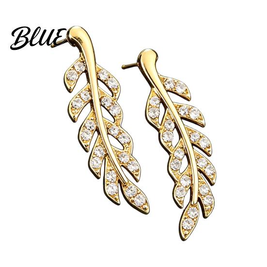Everyday Luxury Earrings 1 Pair Rhinestone Leaf Stud Earrings Sparkly