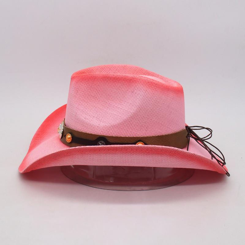 Western Cowboy Straw Hat Big Eaves Hat Sunscreen Shade Beach Hat Hard Straw Hat