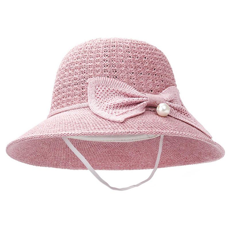 Buy New Summer Hats Women Straw Sun Hats Bow Beach Hat Breathable Straw