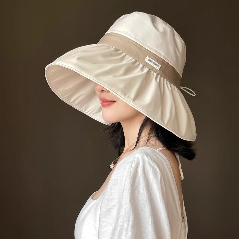 Bucket Hat Female Face Small Sunscreen Hat Summer Outdoor Travel Visor Hat UV Protection Big Eaves Sun Hat