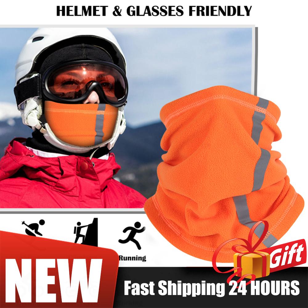1/2PCS Winter Neck Warmer Windproof Reflective Cold Weather Scarf Fleece Face Scarf Mask for Skiing Cycling Outdoor Sports