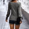 Women's  And Winter Fashion Solid Color U-neck Slim Knitted Long Sleeve Top