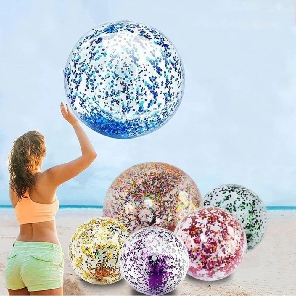 PVC Inflatable Beach Ball Sequin Water Play Ball Fun Glitter Beach Ball Pool Party