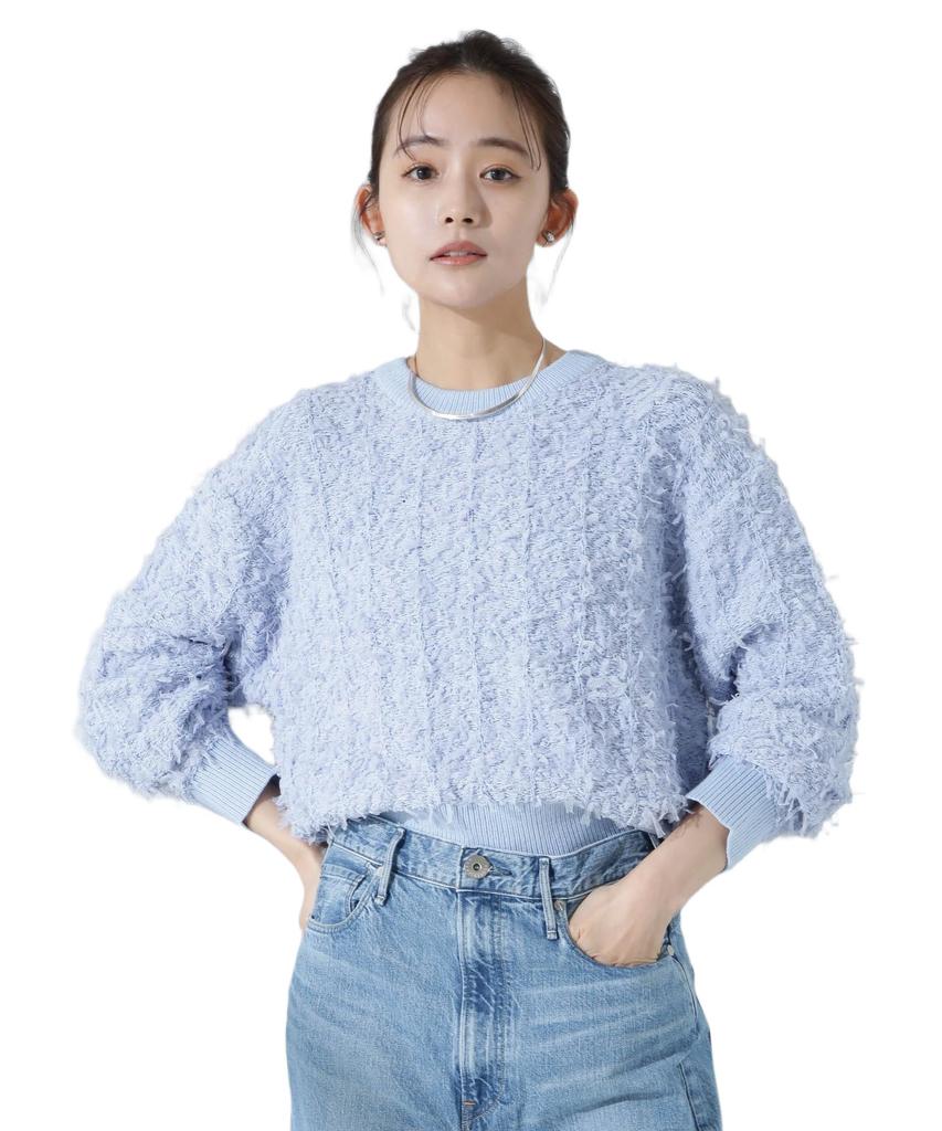 Nano Universe Tulle Mohair Knit Pullover be paired with other Size F Women's (Can items) (110), Blue, 669-5122304