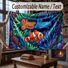 Octopus Sea Life Theme Throw Blanket Custom Name Text Personalized Blanket Soft Cozy Blanket for Home Sofa Bed