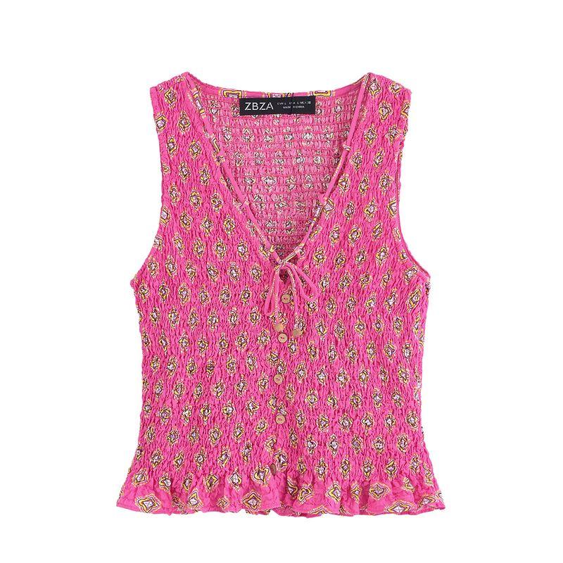 

Kaslead Новая женская одежда Западный стиль Мода V-образный вырез Без рукавов Топ Юбка 8486505 8497505 Pink Tops L