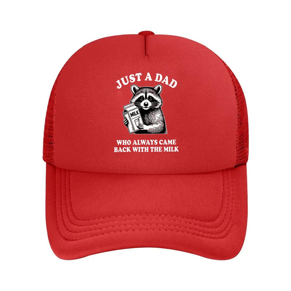 Dad Raccoon Milk Humorous Mesh Baseball Cap Hip Hop Adjustable
