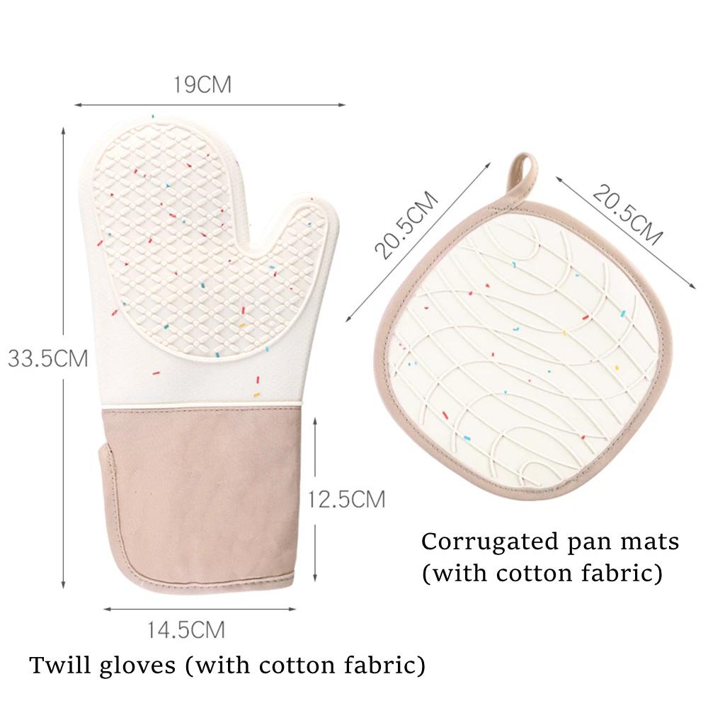 Microwave Oven Mitts Heat Resistant Non-Slip Kitchen Gloves Oven Gloves for BBQ Cooking Baking Silicone Kitchen Accessories Set
