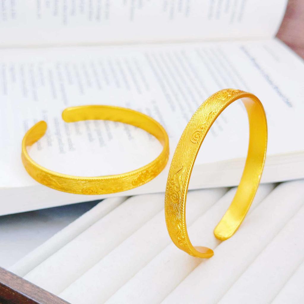 Brushed Xiangyun Open Bracelet Ancient Method Solid Ethnic Style High-end Bracelet Jewelry