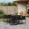 7 Piece Outdoor Dining Set with Cushions Black Poly Rattan