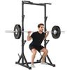 Adjustable Squat Rack with Double Support, Plate Holder and Pull-Up Bar, In Steel, 112-100x201-217 Cm, Black