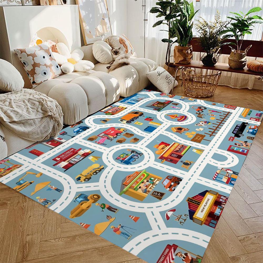

Игровой коврик для мальчиков и девочек Ковры на тему шоссе, города, дорожного движения для детей Игрушечные машинки Детские ковры для игровой комнаты Нескользящий детский игровой коврик 50X80cm