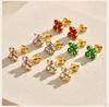 Stainless Steel CZ Stone Clover Flower Stud Earrings for Women Cartilage Ear Piercing Jewelry Aros