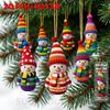 Christmas tree pendants Snowmen wooden 2D, set 8 pcs, New Year decor