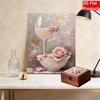 Frameless Pearl Painting Kit Rose Wine Glass Pattern DIY 3D Bead Art Canvas Relaxing Handmade Craft for Adults Home Decor