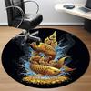 1pc Golden Fishes Splash Office Round Area Rug, Under Office Chairs Bedroom Living Room Home Decor, Room Deco, Available In Various Sizes