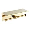 BGL Double Toilet Paper Holder, Stainless Steel 304, Wall Mount, with 2-Head Roll Tissue Holder and Shelf (Gold)