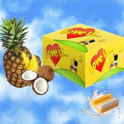 Guma do żucia Love is guma do żucia Love is Kokos-Ananas blok gum do żucia 100 sztuk owocowy smak dla dzieci i dorosłych