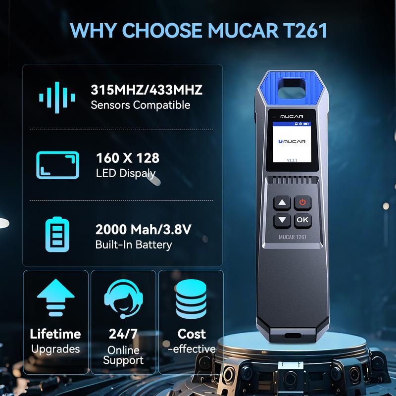 

MUCAR T261 TPMS Car Tire Pressure Diagnostic Tool Automotive TPMS Sensor Activator Programming Learning MUCAR T261
