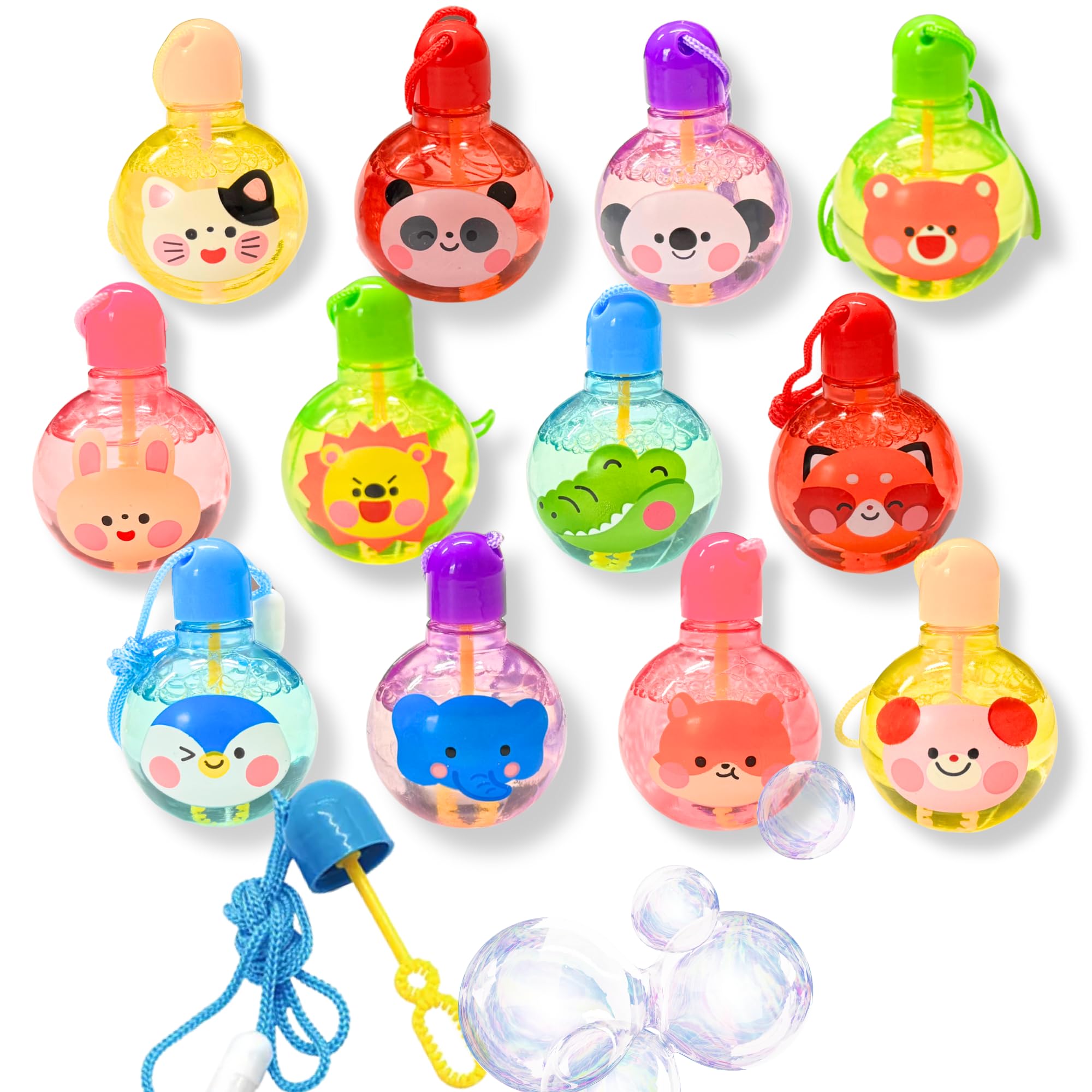 

Festival Animal Round Bubble 12 Assorted Set of Prizes Thank You [Great Supplies] Pendants, Designs, 24, [K-Bright Card]
