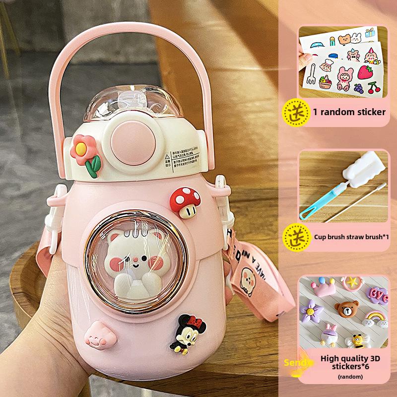 

Термос с рисунком большой емкости: Детская большая кружка для воды с трубочкой из нержавеющей стали 316 – высококачественный, портативный дизайн для студентов 700ML