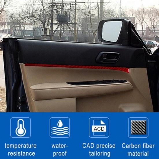 4Pcs For Subaru Forester 2005-08 Red Carbon Fiber Interior Door Panel Cover Trim