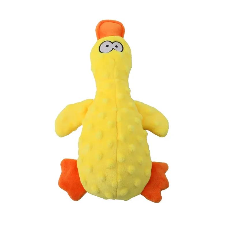 Duck Soft Plush Stuffed Raw Dog Toys for Small Puppy Dogs Interactive Squeaky Dog Bite Toy Sound Paper Chew Tooth Pet Supplier