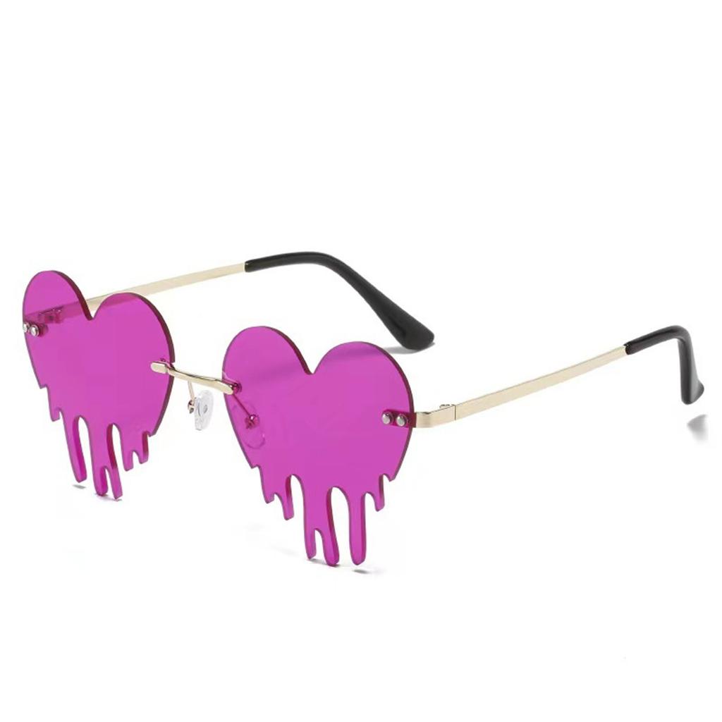 Heart Shape Dripping Sunglasses For Women And Teens Fashionable Rimless Party Glasses For Music Festival And Night Event