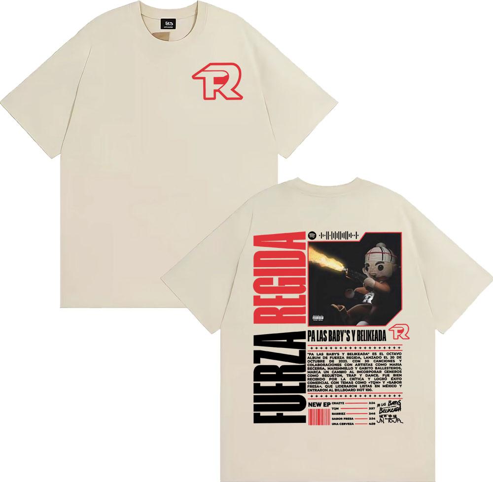 2025 Summer Fuerza Regida Steady Pressure Tour Tshirt Mens Fashion Hip Hop Hip Hop Tshirt Cotton Leisure High Quality Tshirt