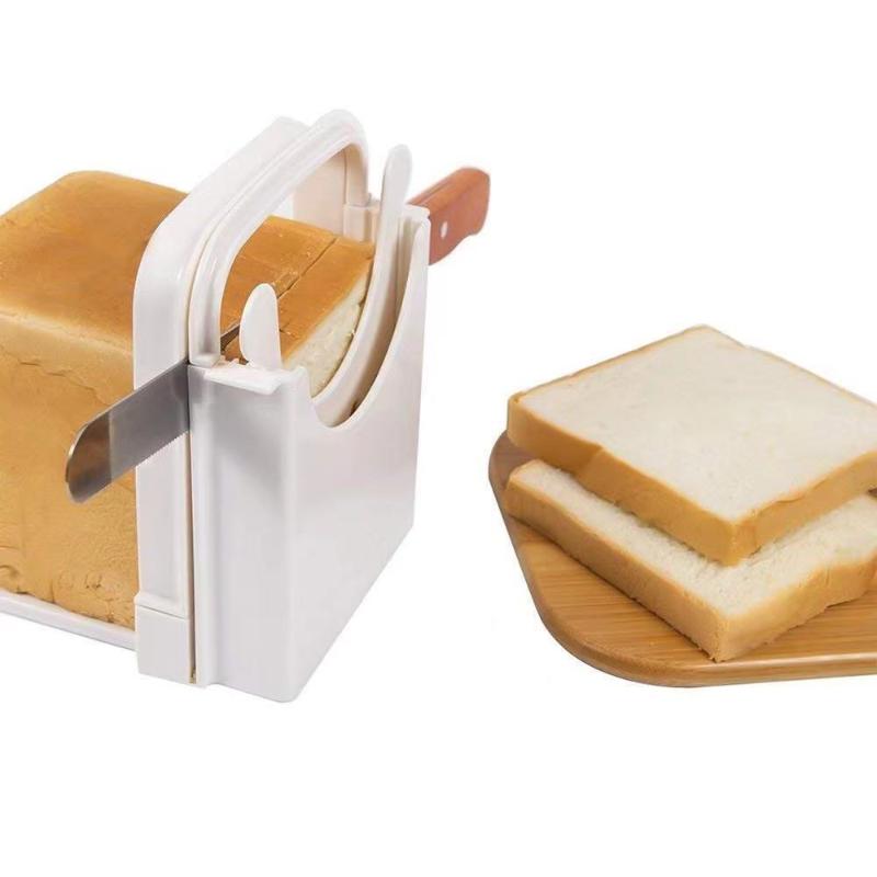 Bread Slicer Adjustable Toast Loaf Slicing Machine Foldable Plastic Bread Cutting Guide Tools For Homemade Bread Kitchen Baking