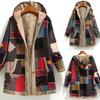 Winter Warm Patchwork Coat Loose Boho Jacket Women Hooded Long Sleeve Outwear Casual Streetwear Fashion Lady Clothes