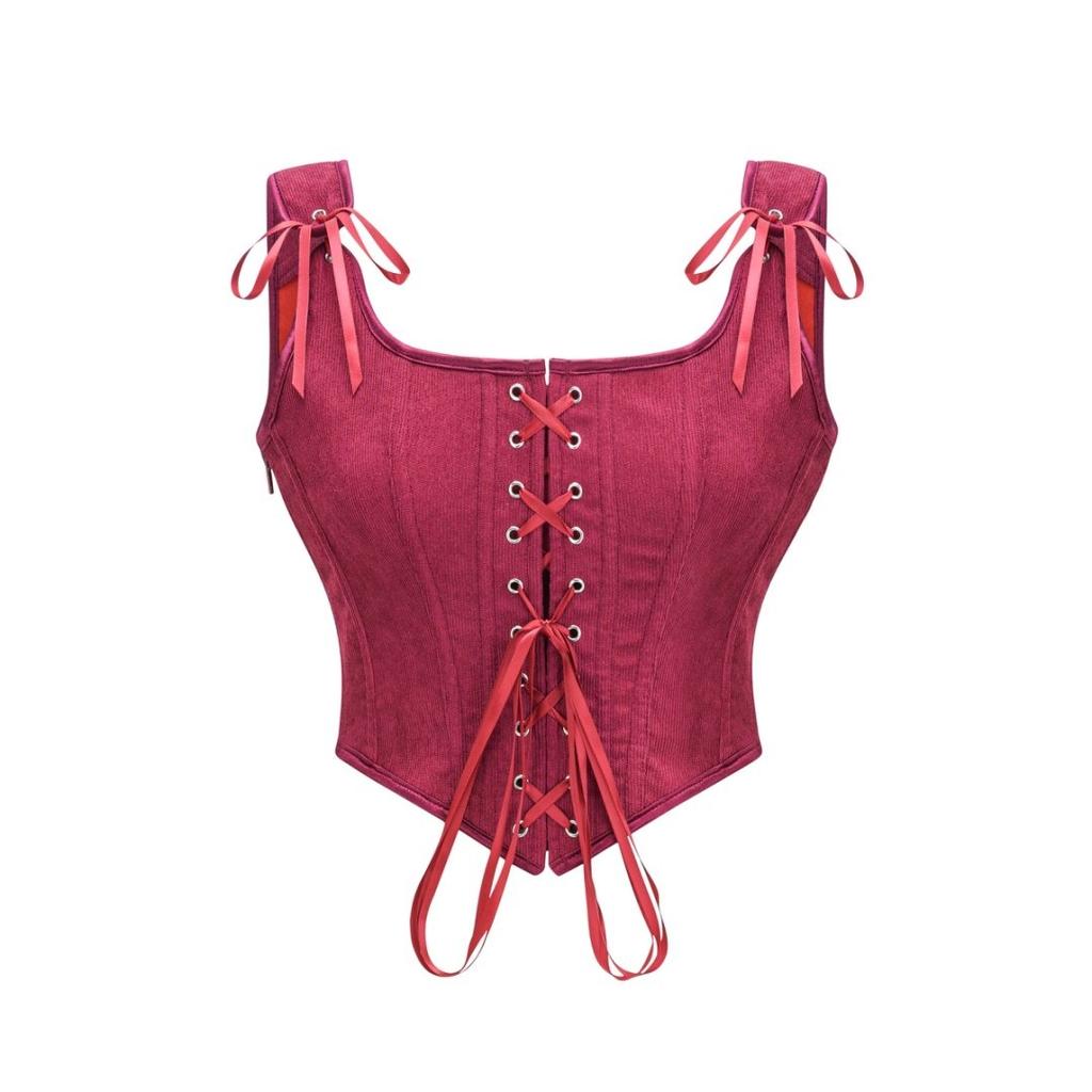 Chaleco Verde Victoriano Vintage Femenino Cierre Lateral y Cordones Delanteros Tank Corsé Punk Gótico Ropa Sexy Corselet Feminino