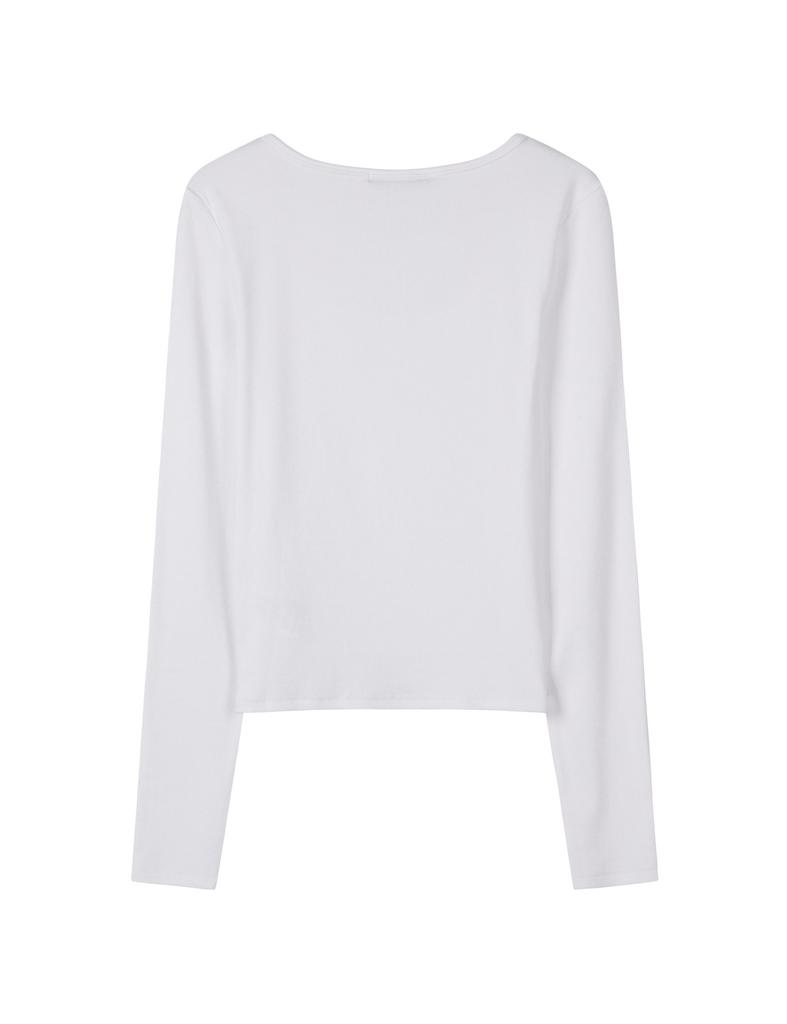 BUCKAROO Women'S Slim Fit U-Neck Long Sleeve T-Shirt White