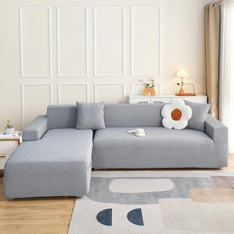 High-end Elastic Solid Color Thick Needle Thickened Jacquard Sofa Cover Embossed Dust Cover All-inclusive Sofa Cover