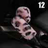 Luxury Leopard Winter Car Steering Wheel Cover Fur Imitation Rabbit Hair Soft Plush Gear Handbrake Case Car Interior