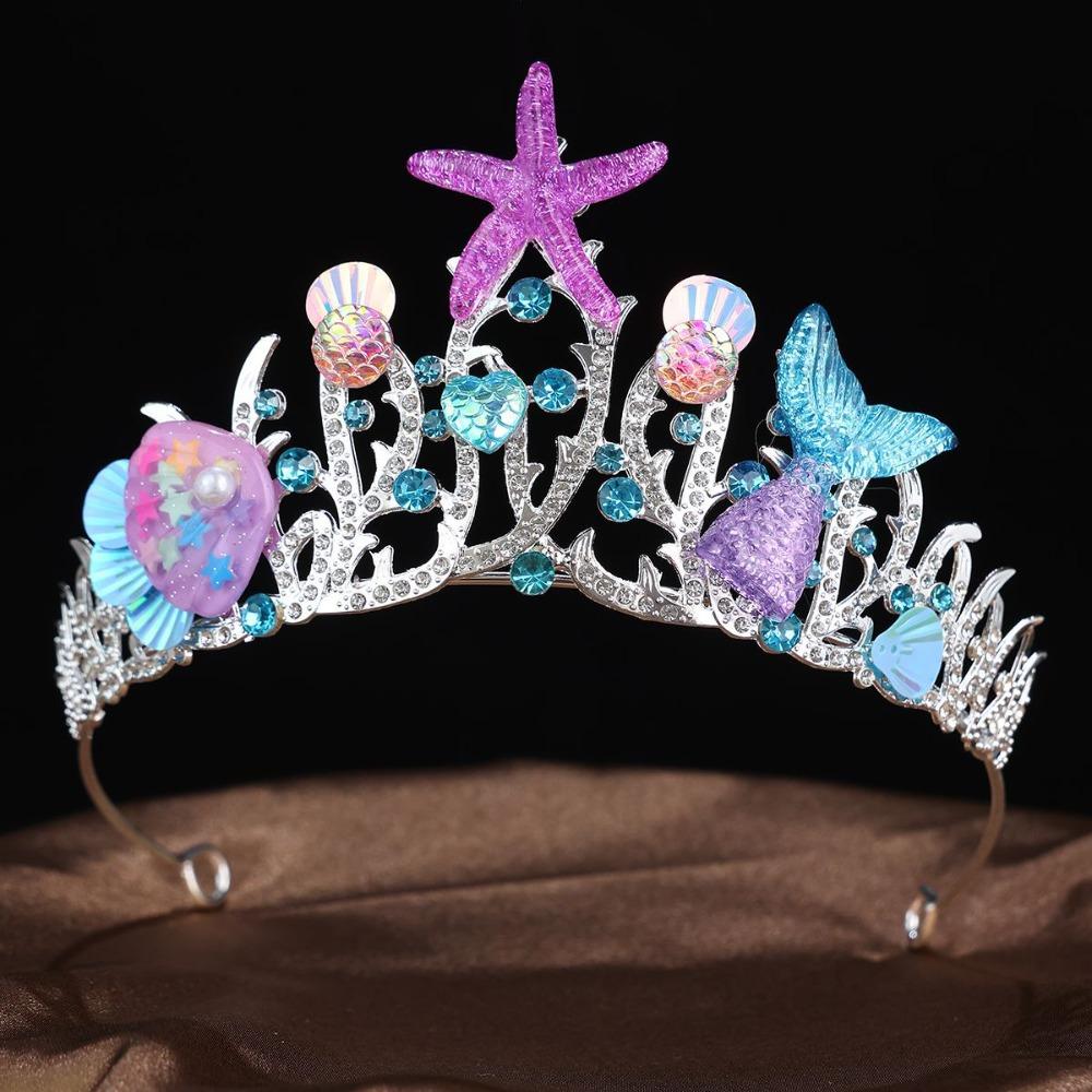 Tiaras Crystal Shell Mermaid Sea Star Crown Tiara Headband  Bride Wedding Hair Accessories