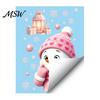 Easy Peel And Stick Decals Christmas Snowman Static Glass Stickers, Decorative Pink Decals, Waterproof PVC Festive Window Appliques Clings for