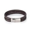Men's Retro Woven Leather Bracelet with Stainless Steel Magnetic Clasp