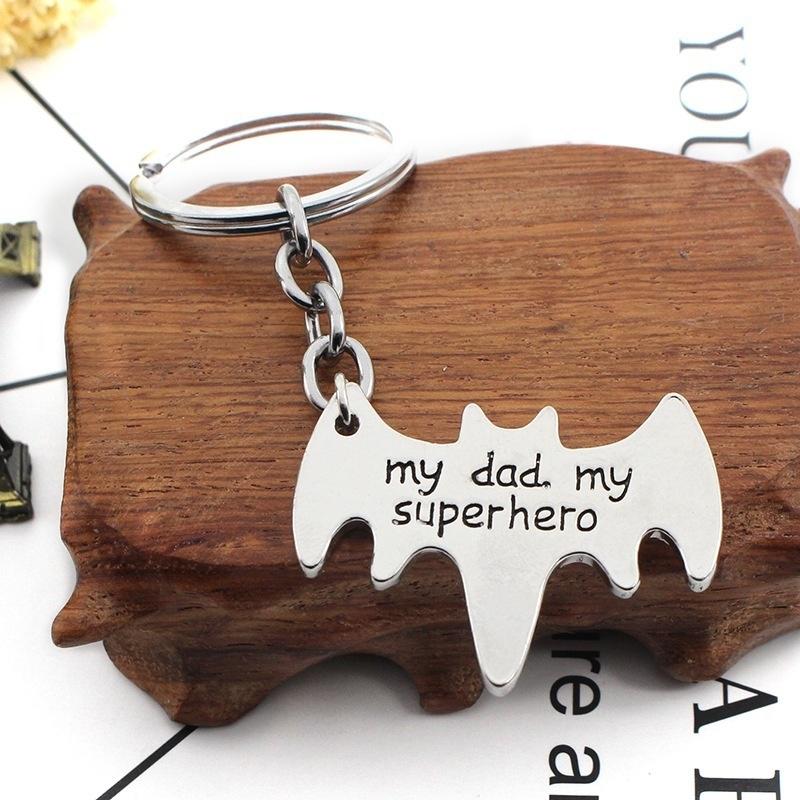 Cartoon  keychain lettering my dad my super hero superhero keychains for father's day gift