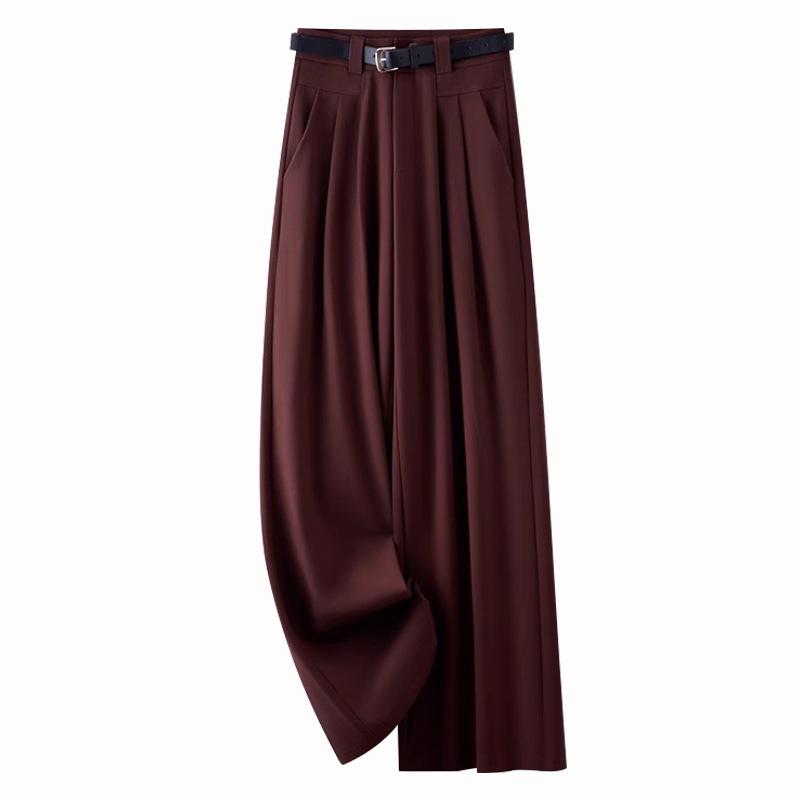 Women's Spring/Autumn Wide-Leg Drape Pants - Small Size, Straight Casual Design