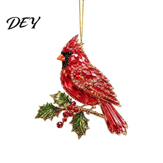 Christmas Tree Decoration Faux Crystal Animal Ornament, Acrylic Flat Print Hanging Decor Holiday Decorations for Tree, Butterfly/Peacock/Bird/Swan