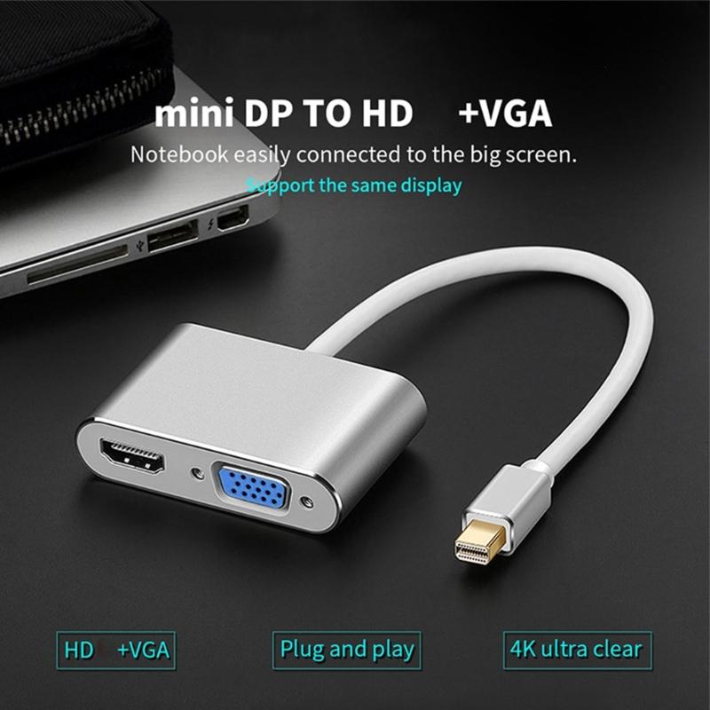 Plugs and Play Mini  To Hdmis VGA Converters 4K 60Hz Aluminum Adapter For Projectors Laptop Monitors