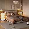 Narrow Nightstand with Outlet & LED Lighting – 3 Drawers, Set of 2, Plenty of Storage Space for Bedroom & Living Room, White, 20x40x59.5 cm