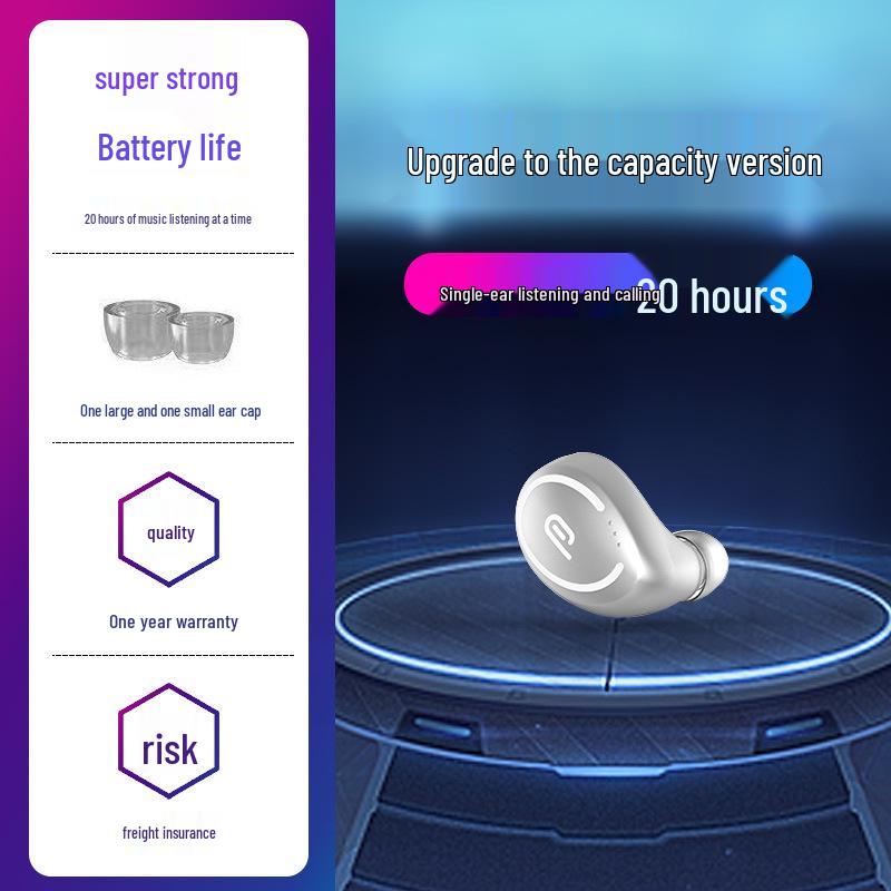 New Wireless Bluetooth 5.1 Mini In-Ear Sports Earbuds with Long Battery Life and Noise Cancellation