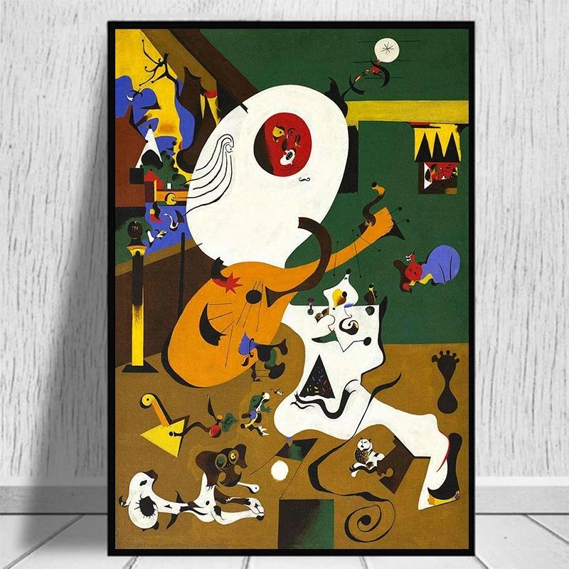 Moderne Joan Miro Surrealismus Kunst Poster und Drucke Leinwand Malerei Bilder an der Wand Abstrakt Dekorative Heimdeko Cuadros